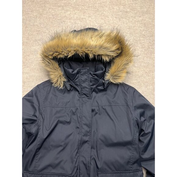 Columbia Faux Fur Hooded Black Down Fill Winter Parka Women's Size Medium - Picture 2 of 11